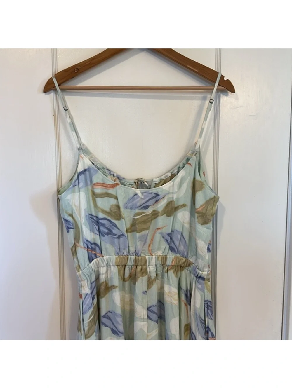 Light Blue Floral Tiered Maxi Dress with Spaghetti Straps